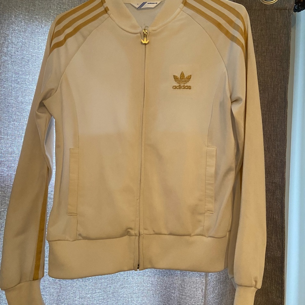 Adidas White and Gold Track Jacket
